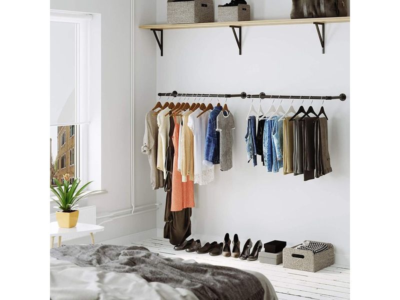 Songmics Wandgarderobe 92 cm x 7.5 cm, Schwarz Kleiderständer