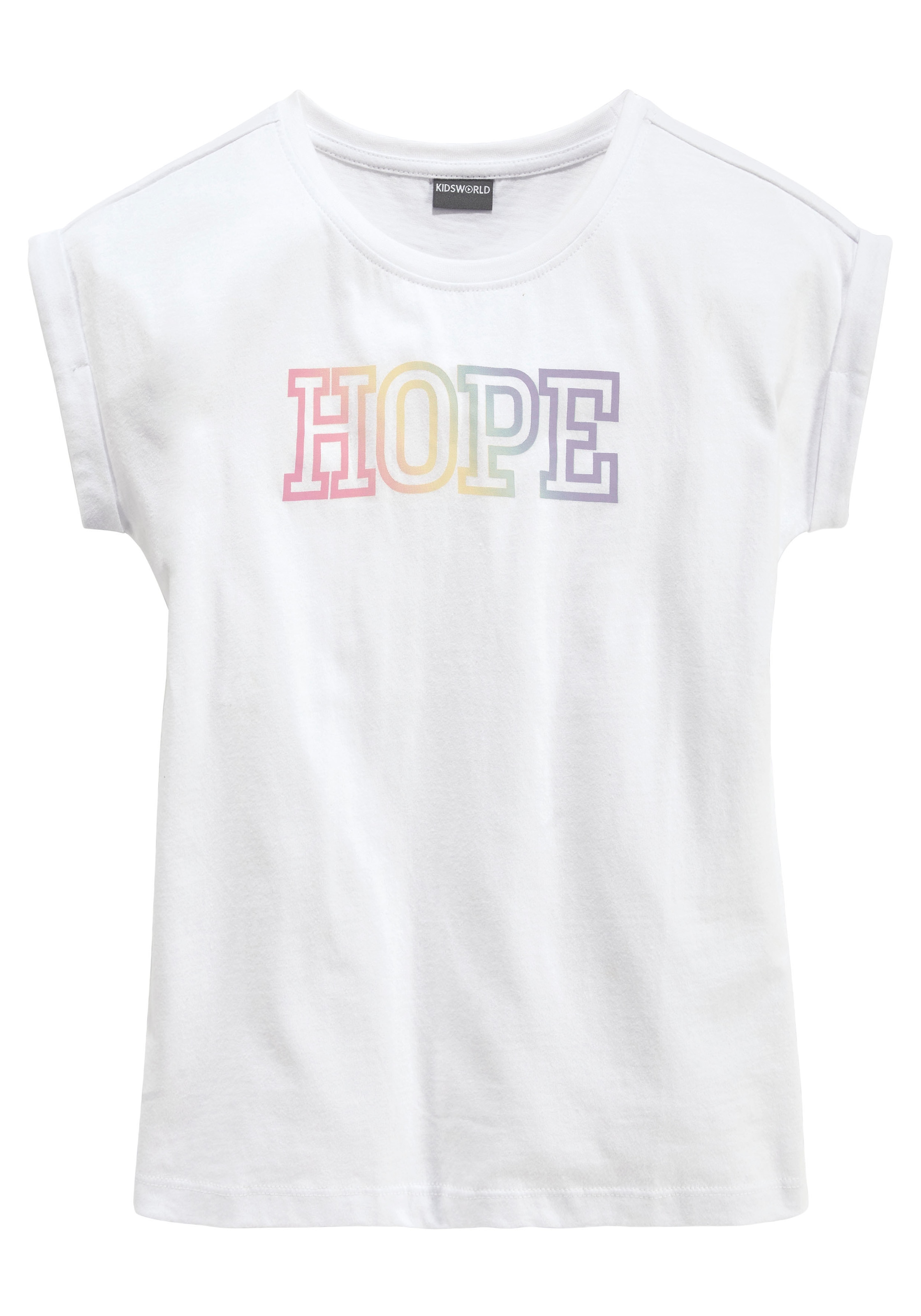 KIDSWORLD T-Shirt »Mit Print: HOPE«, Kurzarm,  bequeme Passform,  mit Print,  Rundhalsausschnitt