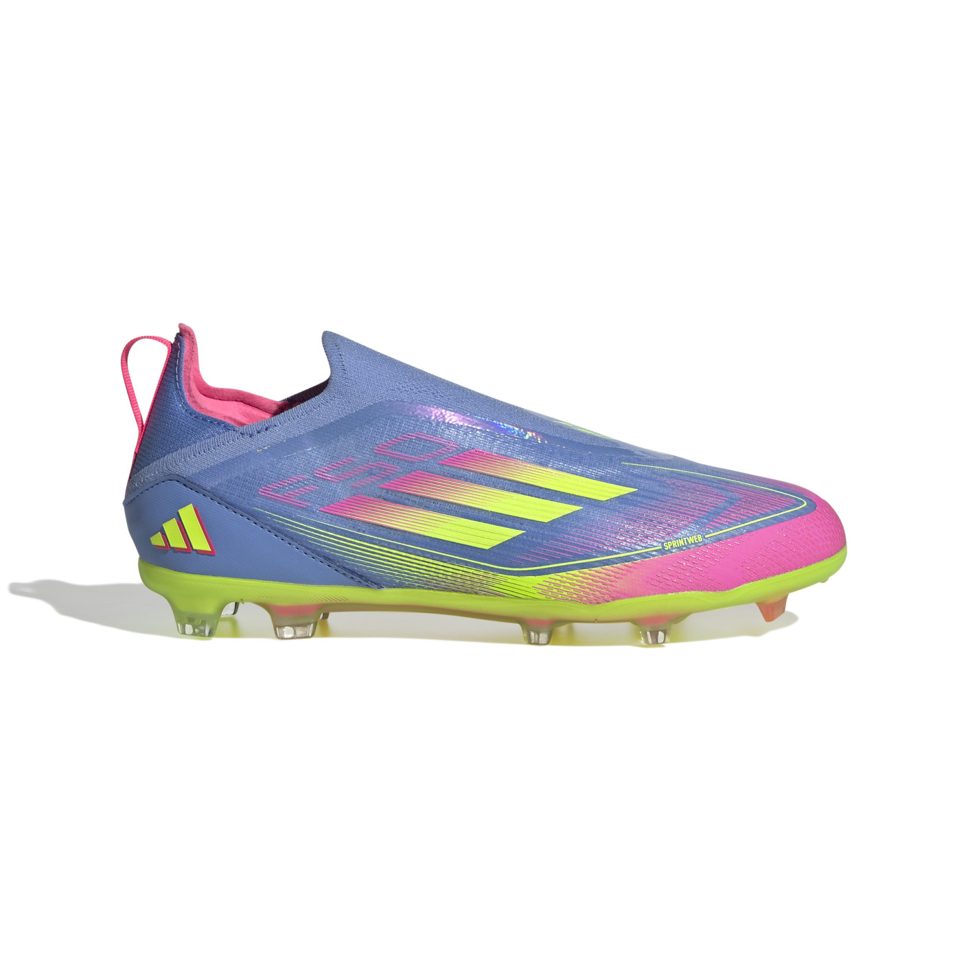 Adidas F50 Elite Veterloze Gras Voetbalschoenen (FG) Kids Blauw Neongeel Roze