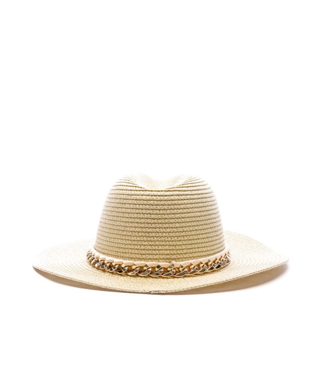 Chapeau Beige/Chaîne Femme Emeraude Fedora