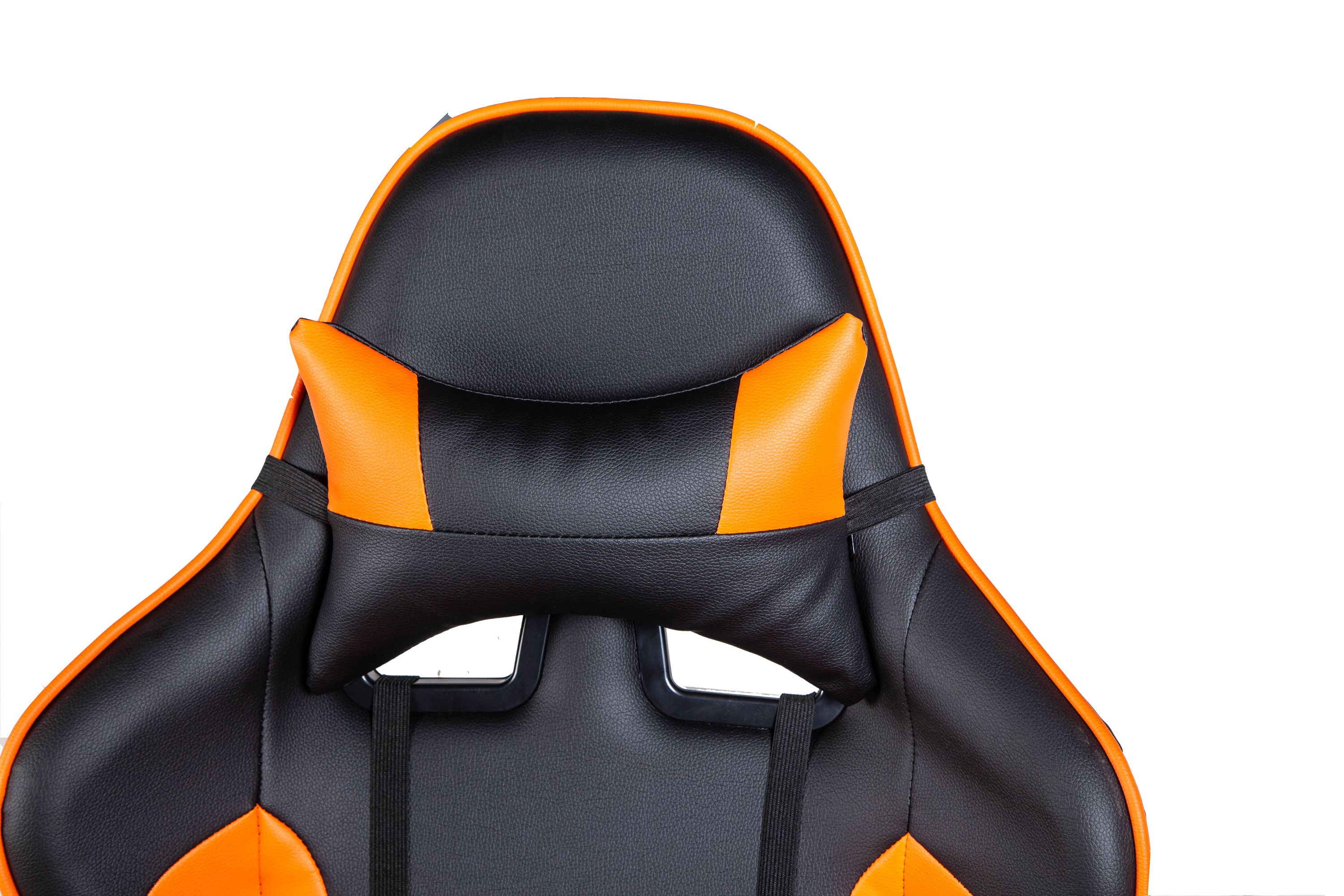 Gamingstuhl Bürostuhl Leder LIMITLESS schwarz/orange