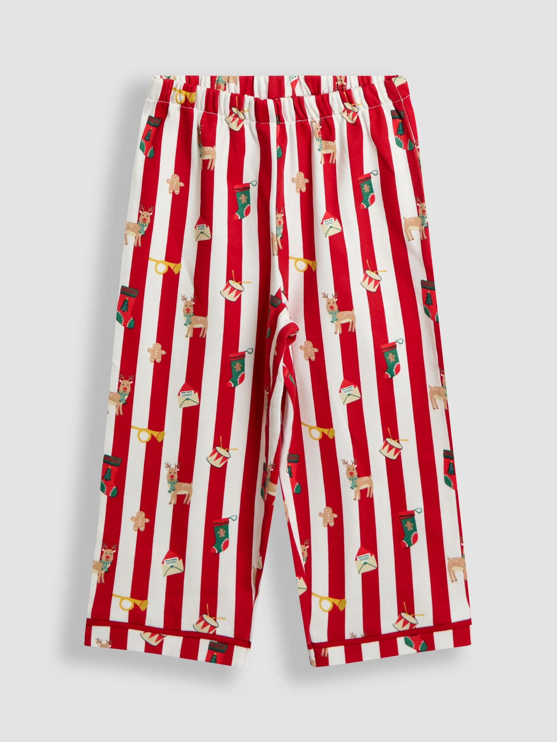 JoJo Maman Bébé Christmas Stripe Jersey Collar Pyjamas
