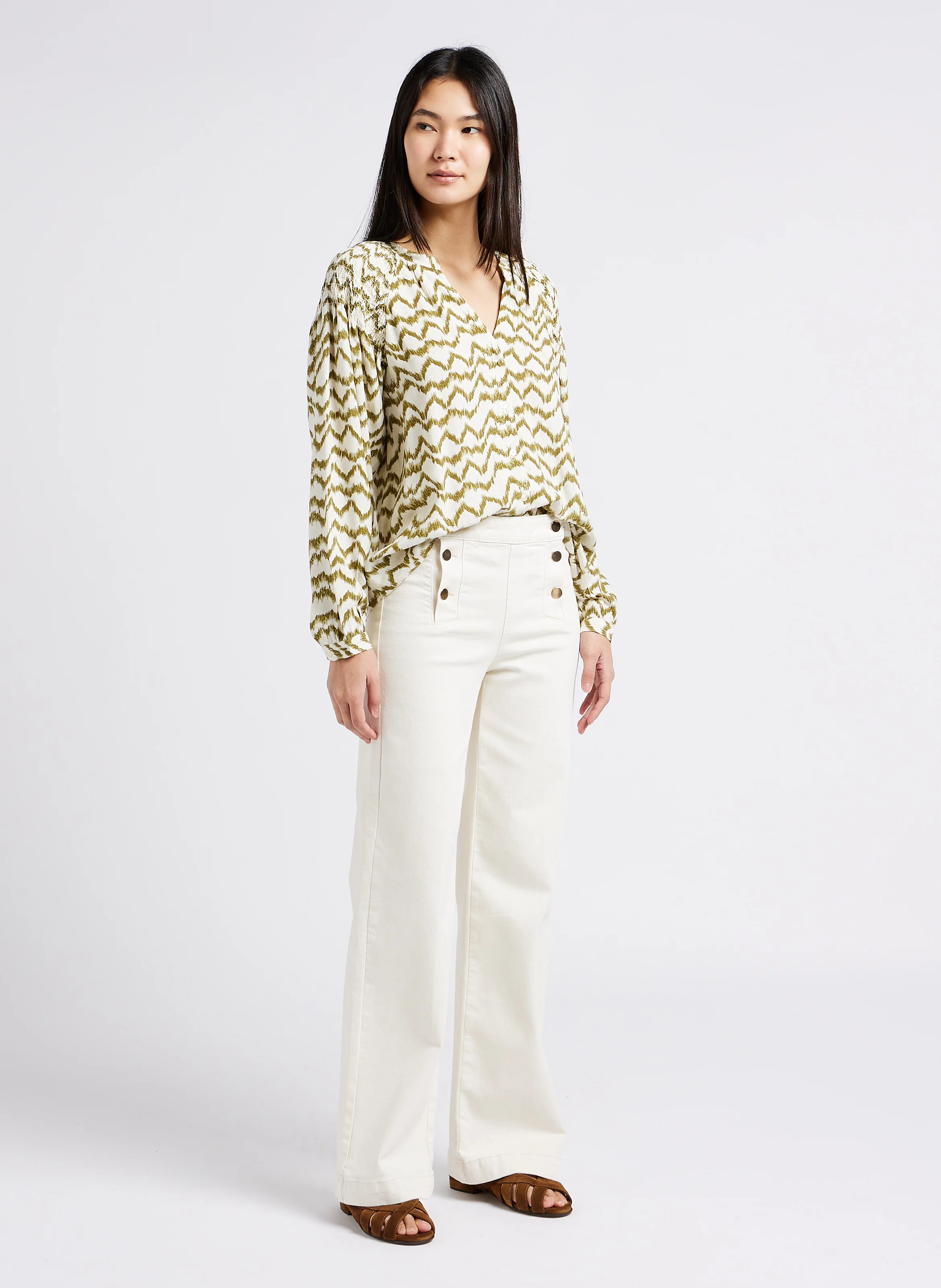 SOPHIE 20 - Sandales plates en cuir | Marron