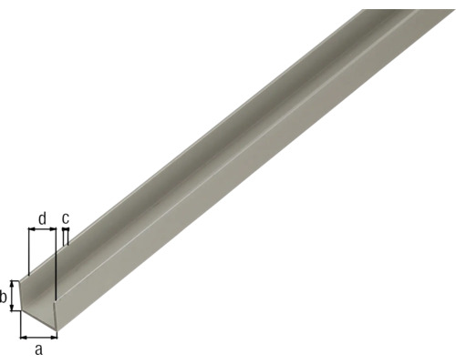 U-profiel aluminium, zilver geanodiseerd, 22x15x1,5 mm, 1 m