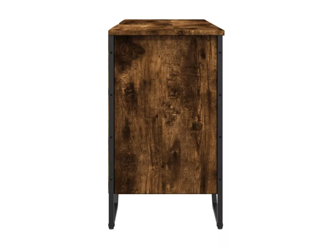 Armoire lavabo de salle de bain chêne fumé 91x35x60 cm