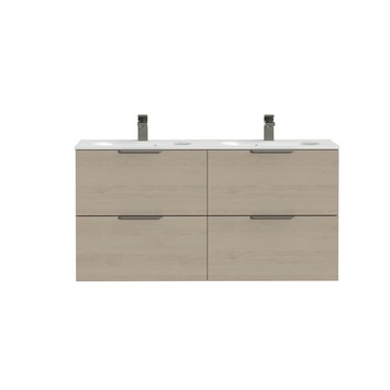 Tiger badkamermeubel Studio 120cm naturel eik/matwit met platte RVS greep