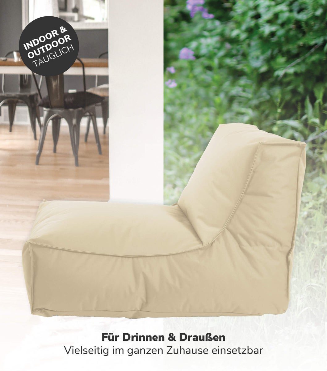 mokebo zitzak voor kinderen en volwassenen 'The Sundowner', zitzak met vulling of ligbed voor binnen & buiten in beige