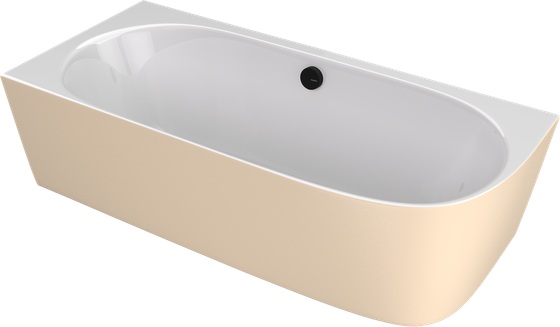 Polysan Sussi halfvrijstaand bad links mineraalmarmer 160x70cm beige mat