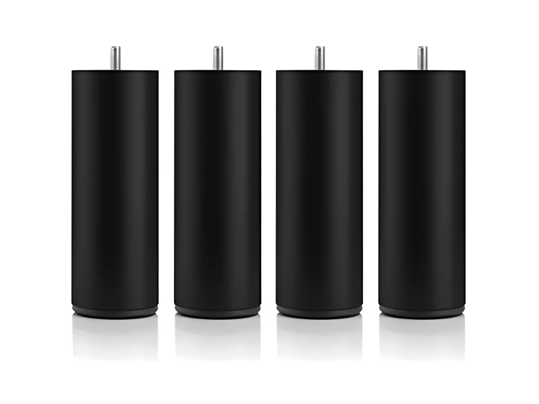 BELLECOUR LITERIE | Jeu de pieds de lit cylindriques en métal Noirs Hauteur 16 cm (lot de 4)