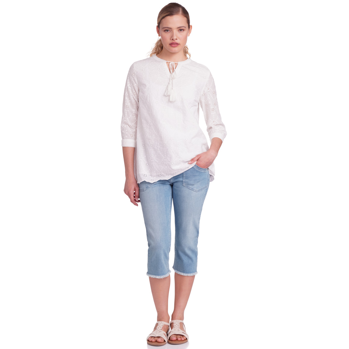 Damen Capri-Jeans in Denim-Optik blau