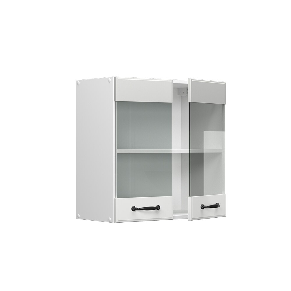 Vicco Hängeglasschrank Küchenschrank Küchenzeile R-Line Landhaus 60 cm Weiß Tür Fächer
