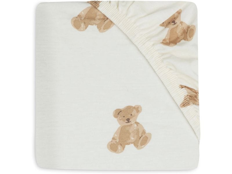 Jollein Fix-Leintuch Teddy Bear 60 x 120 cm Spannbettlaken für Kinderbett