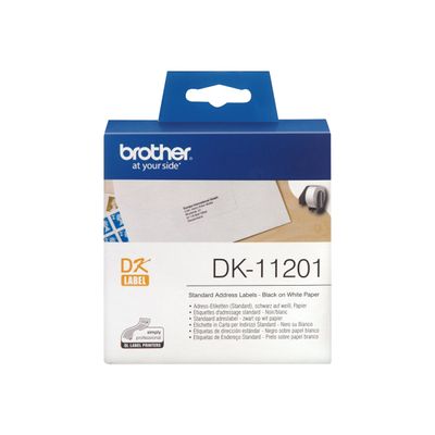 Brother DK-11201 - Ruban d'étiquettes auto-adhésives - 1 rouleau de 400 étiquettes (29 x 90 mm) - fond blanc écriture noire
