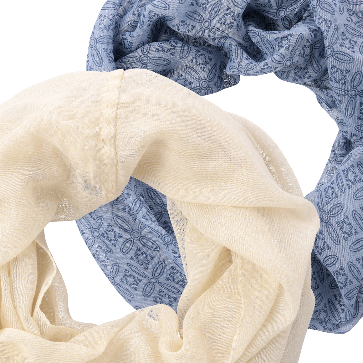 Gina Benotti 2 Damen Rundtücher im Set blau / creme