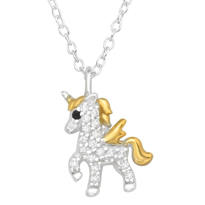 Collier licorne doré pour petite fille en argent 925
