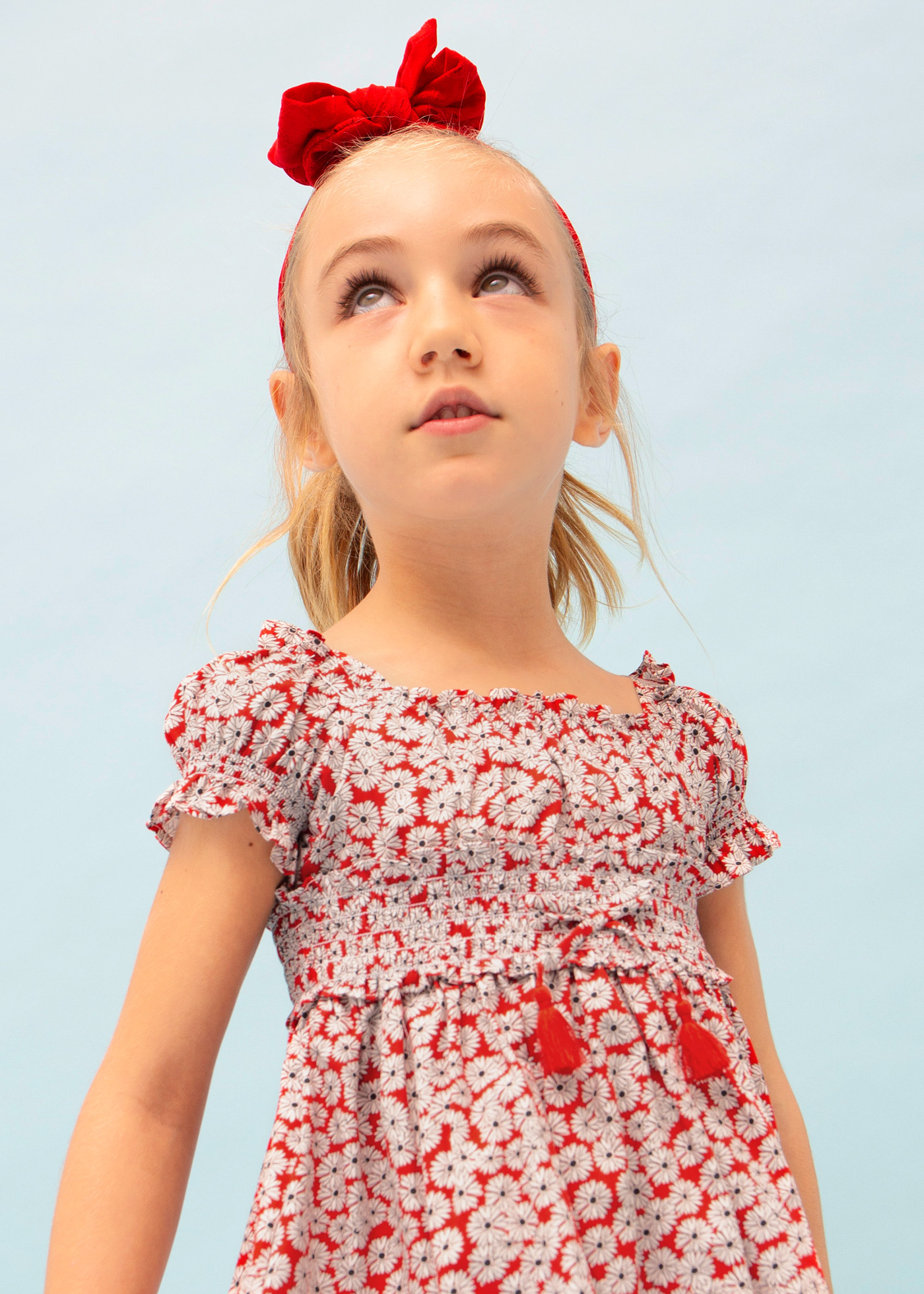 Vestido estampado em algodão sustentável para meninas