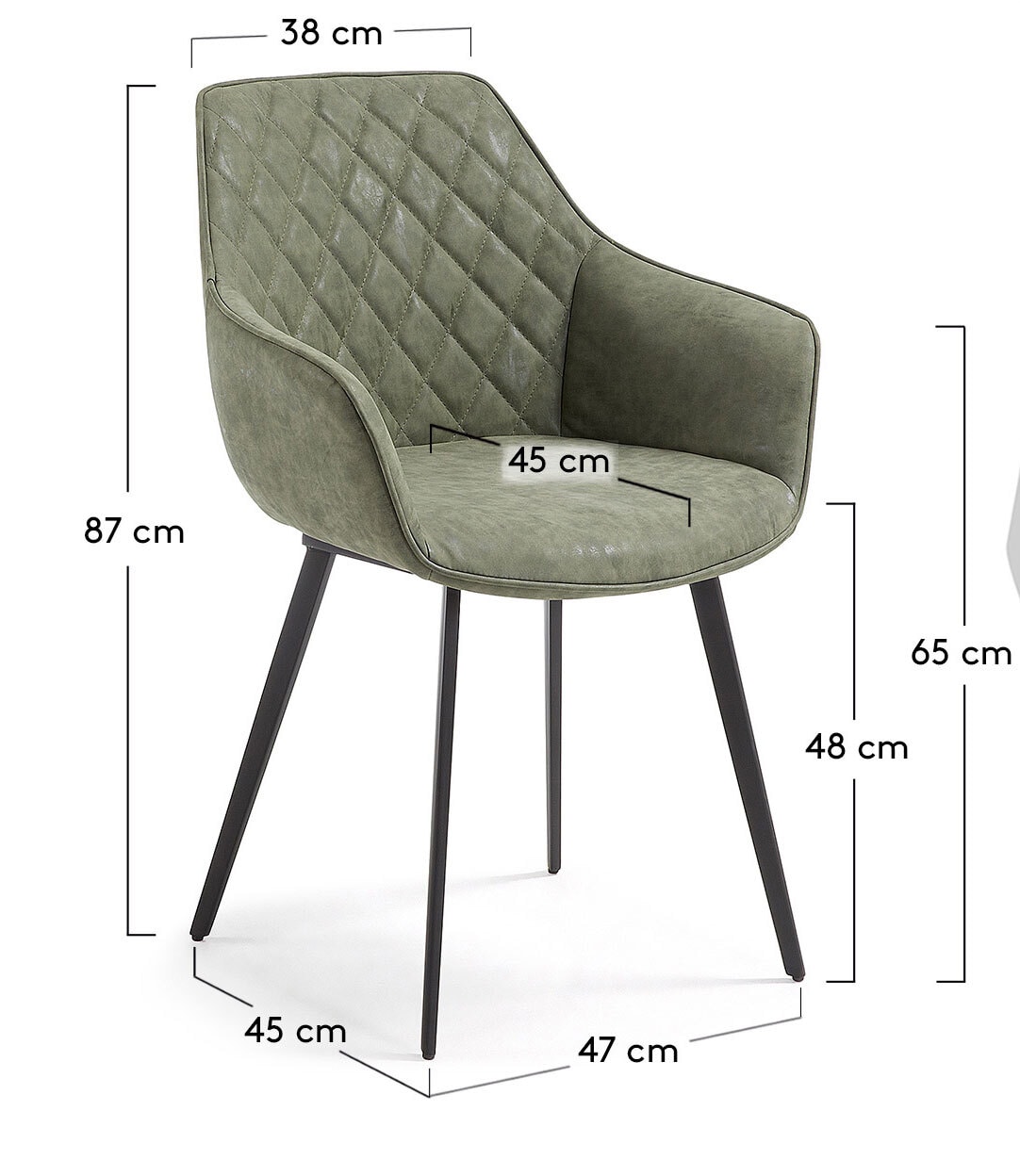 Kave Home Esszimmerstuhl AMINY 2er Set grün