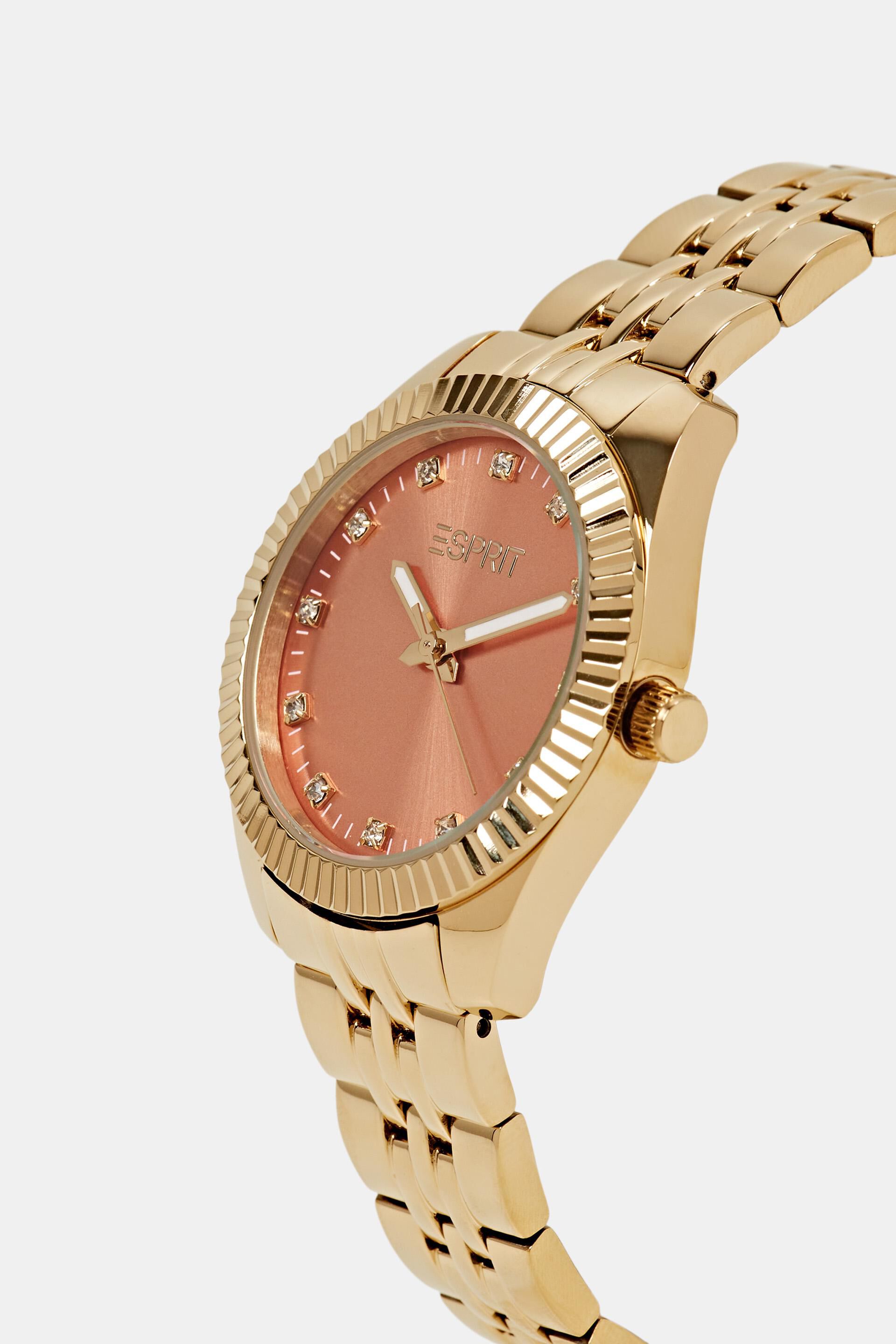 Montre en acier inoxydable sertie de zircone
