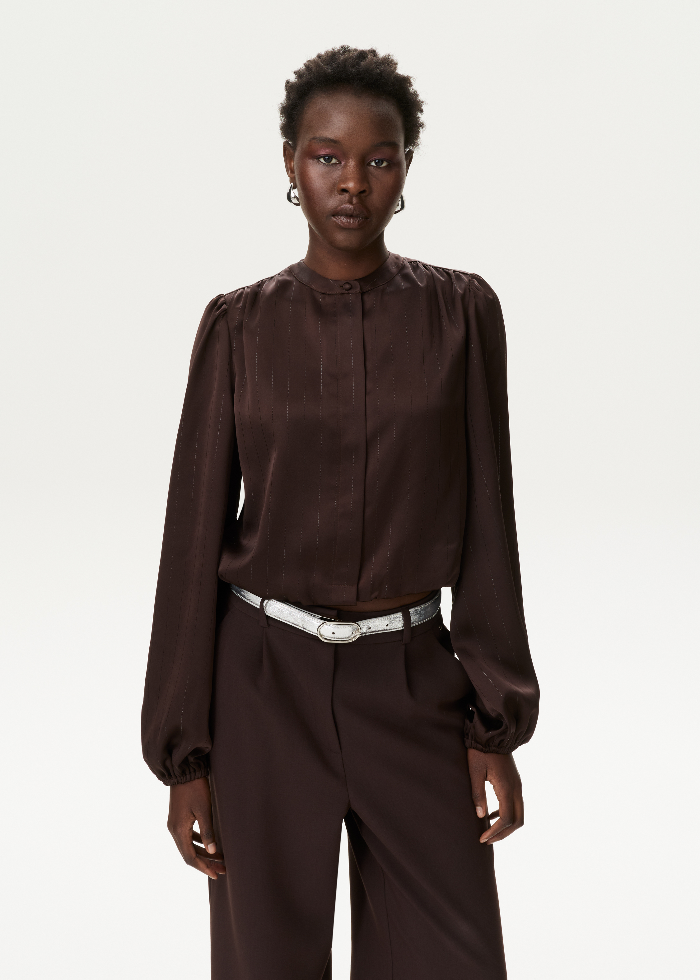 Satijnen blouse cropped