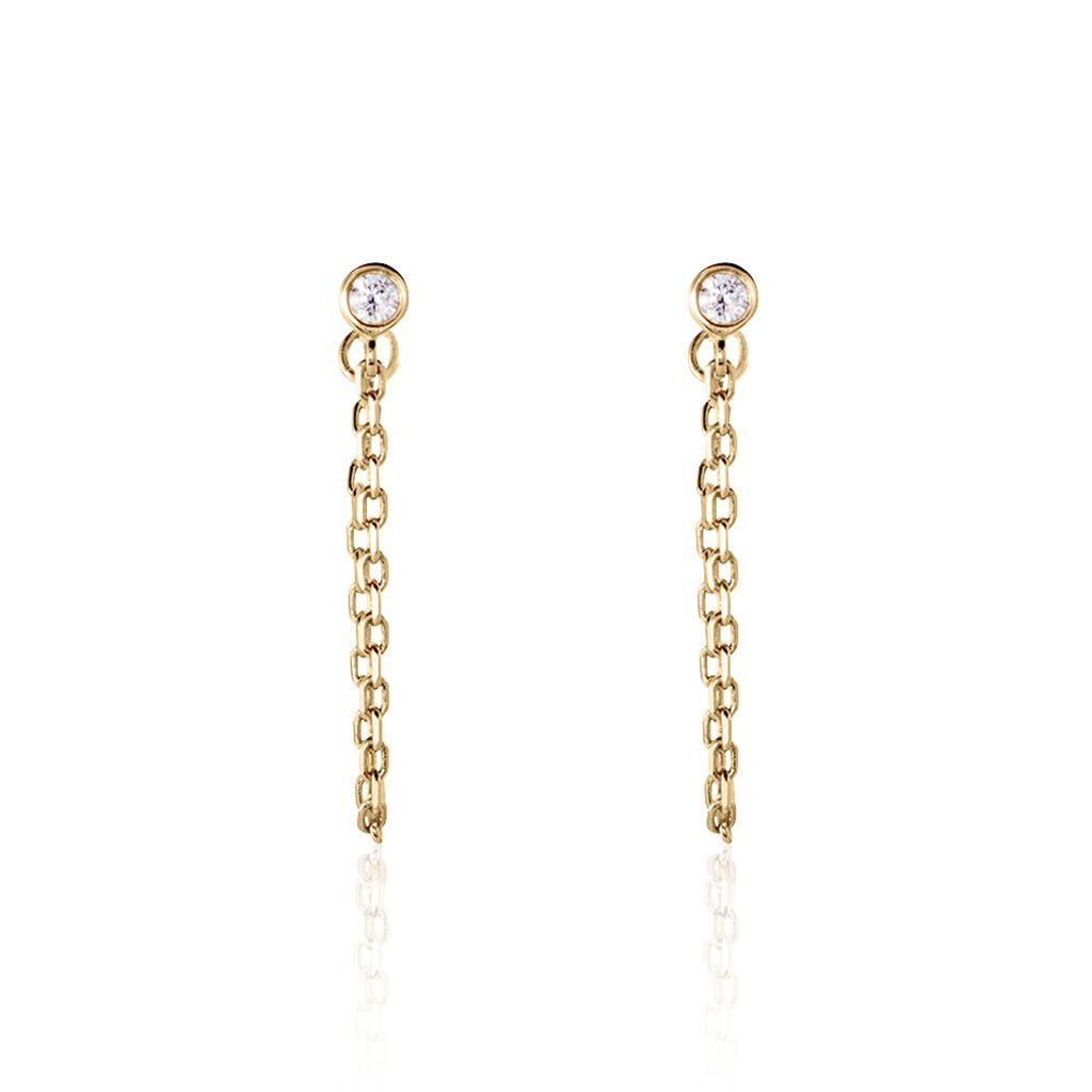 Boucles D'oreilles Pendantes Plaqué Or Lienard Oxydes De Zirconium