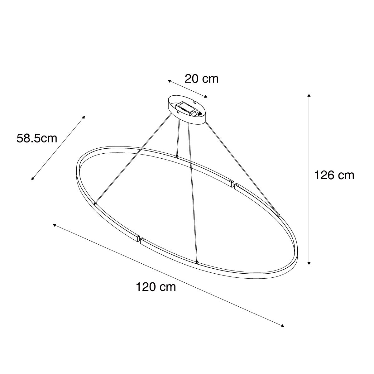 Design hanglamp messing 120cm incl. LED 3-staps dimbaar - Ovallo