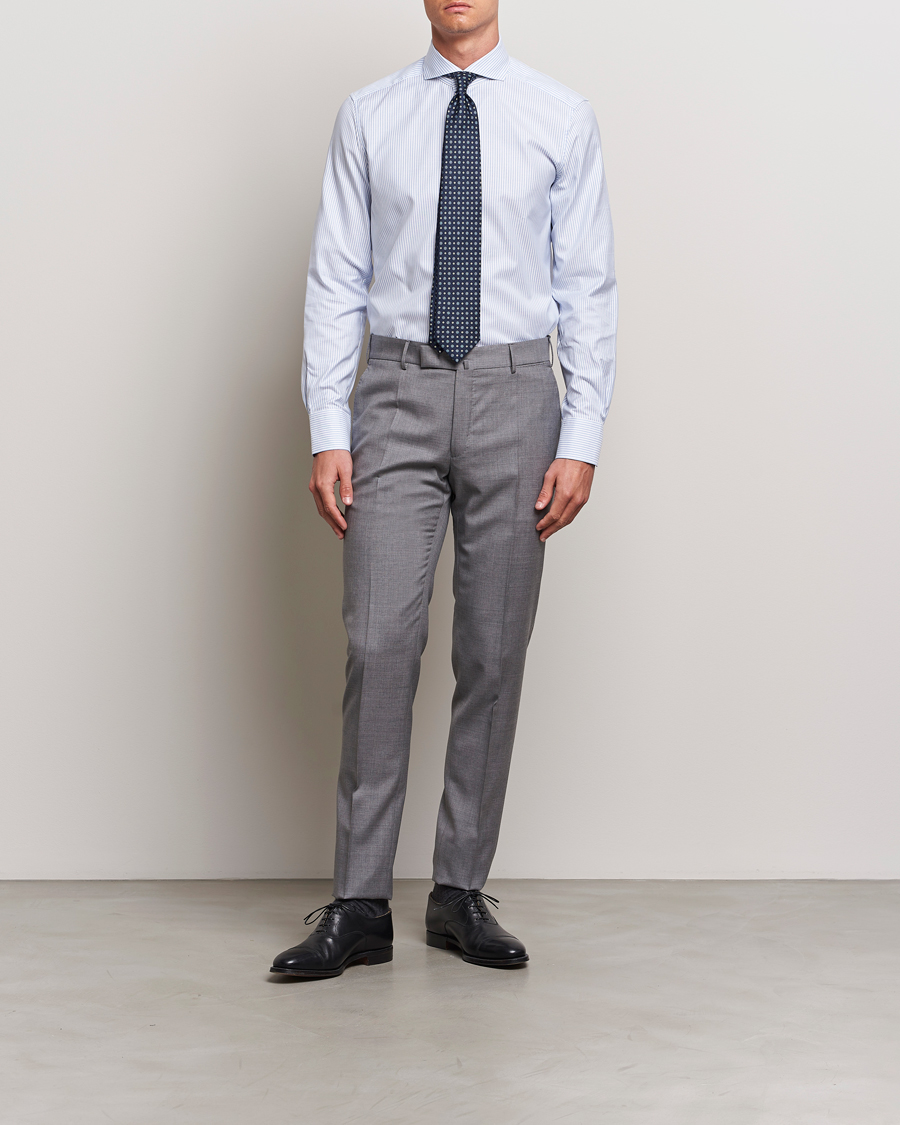 Stenströms 1899 Slimline Supima Cotton Striped Shirt White/Blue