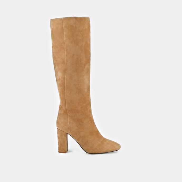Bottes hautes  en velours camel