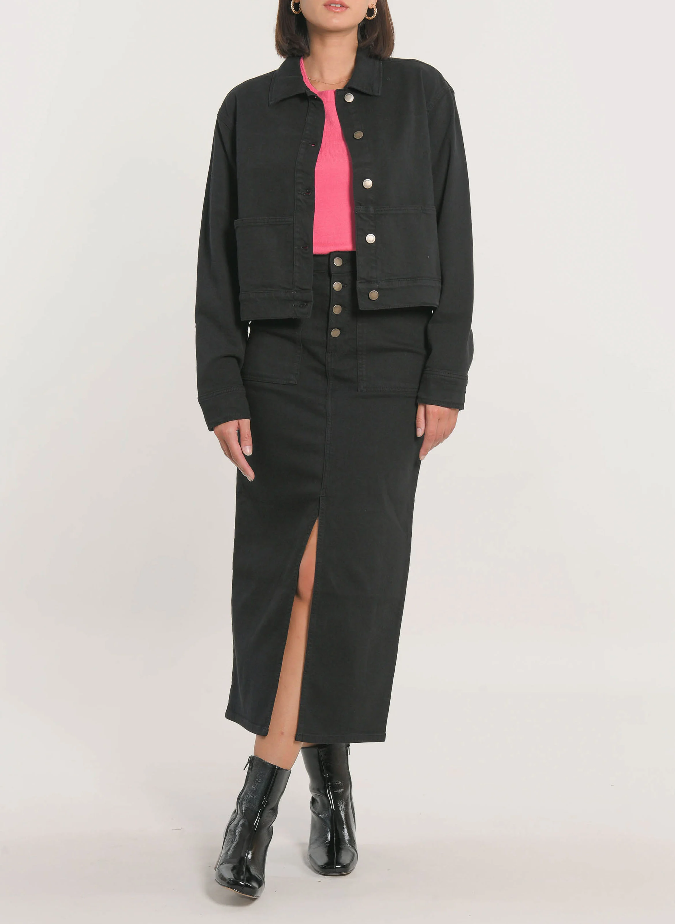 THADEE - Veste courte en coton mélangé | Noir