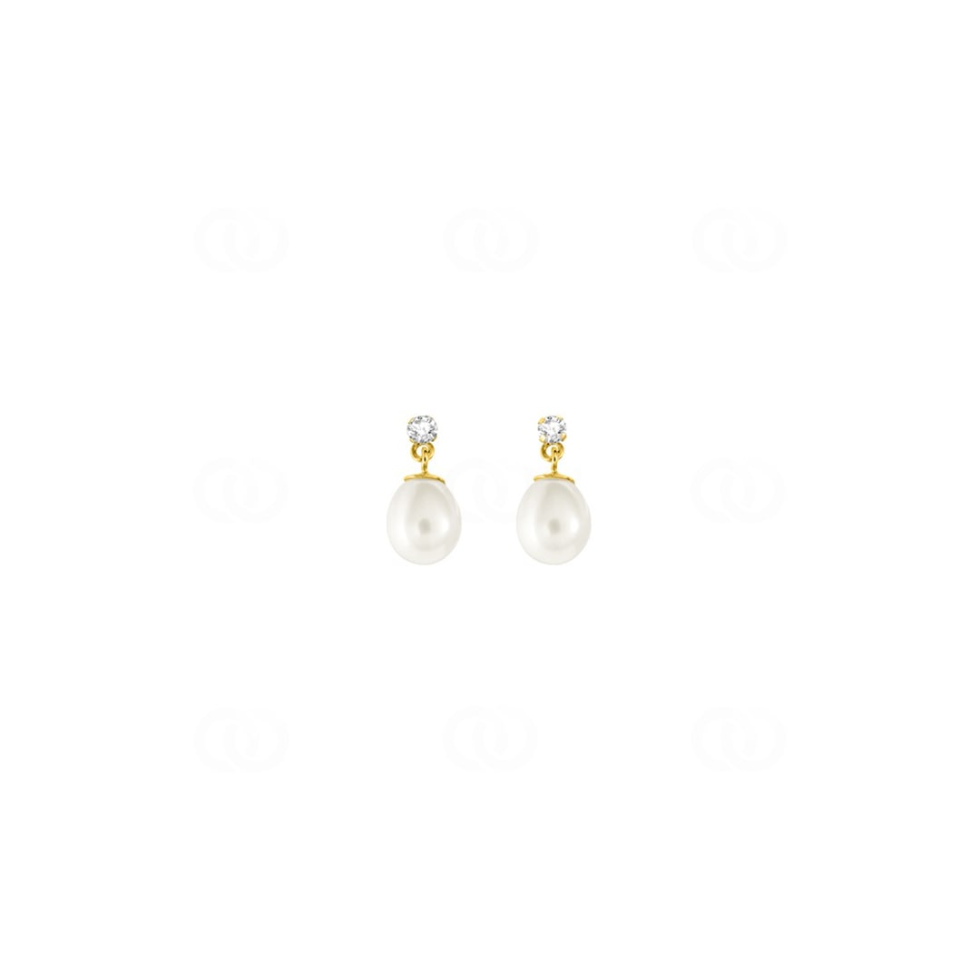 Ohrhänger 375/9 K Gelbgold mit Süsswasserzuchtperle & Zirkonia