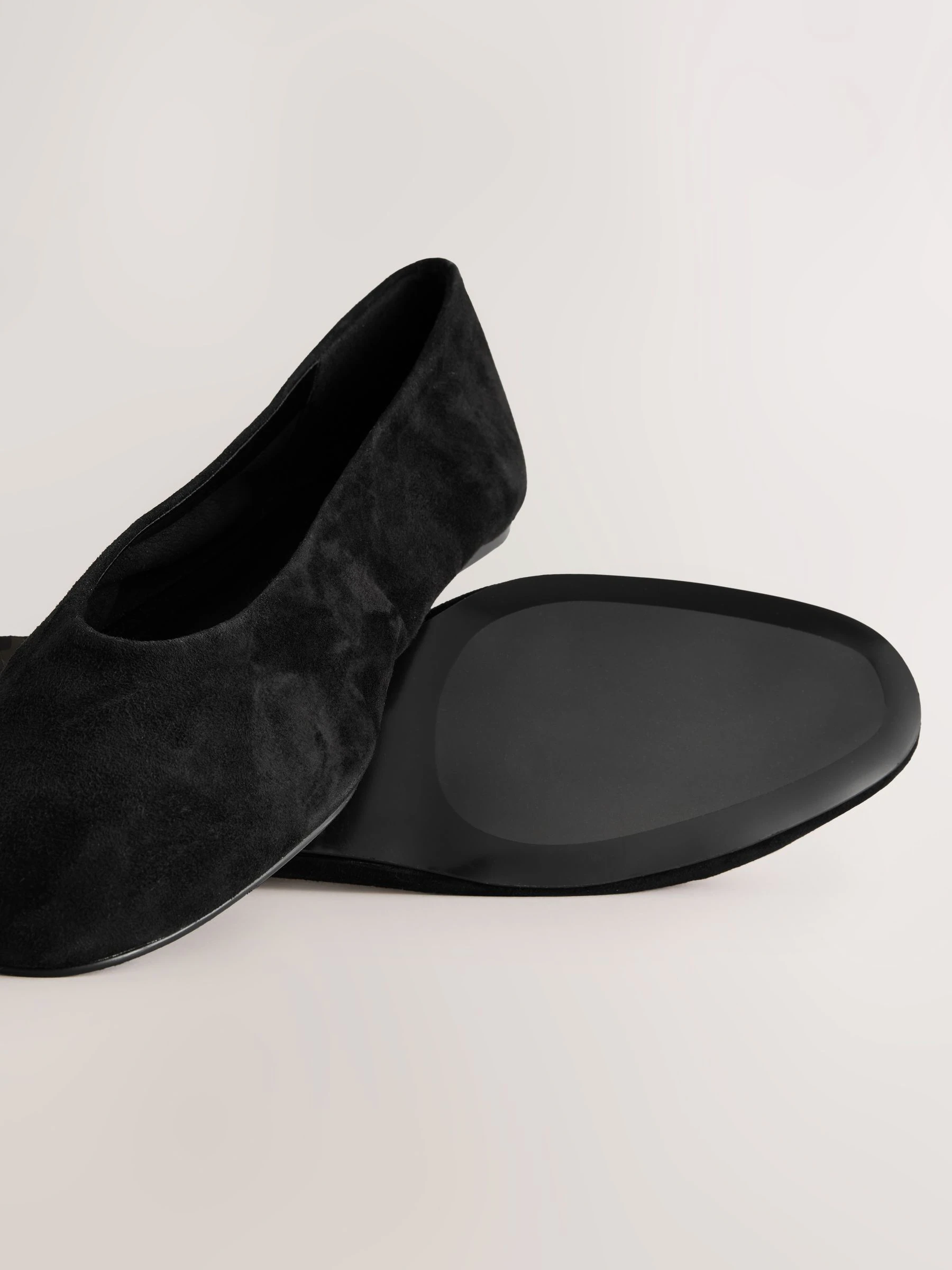 Zwart suède - Leren ballerina met ronde neus