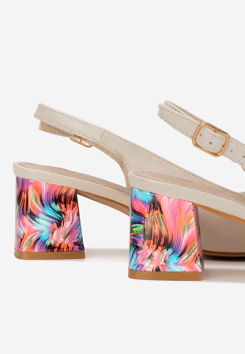 Sandales à talon épais beige Trivaya