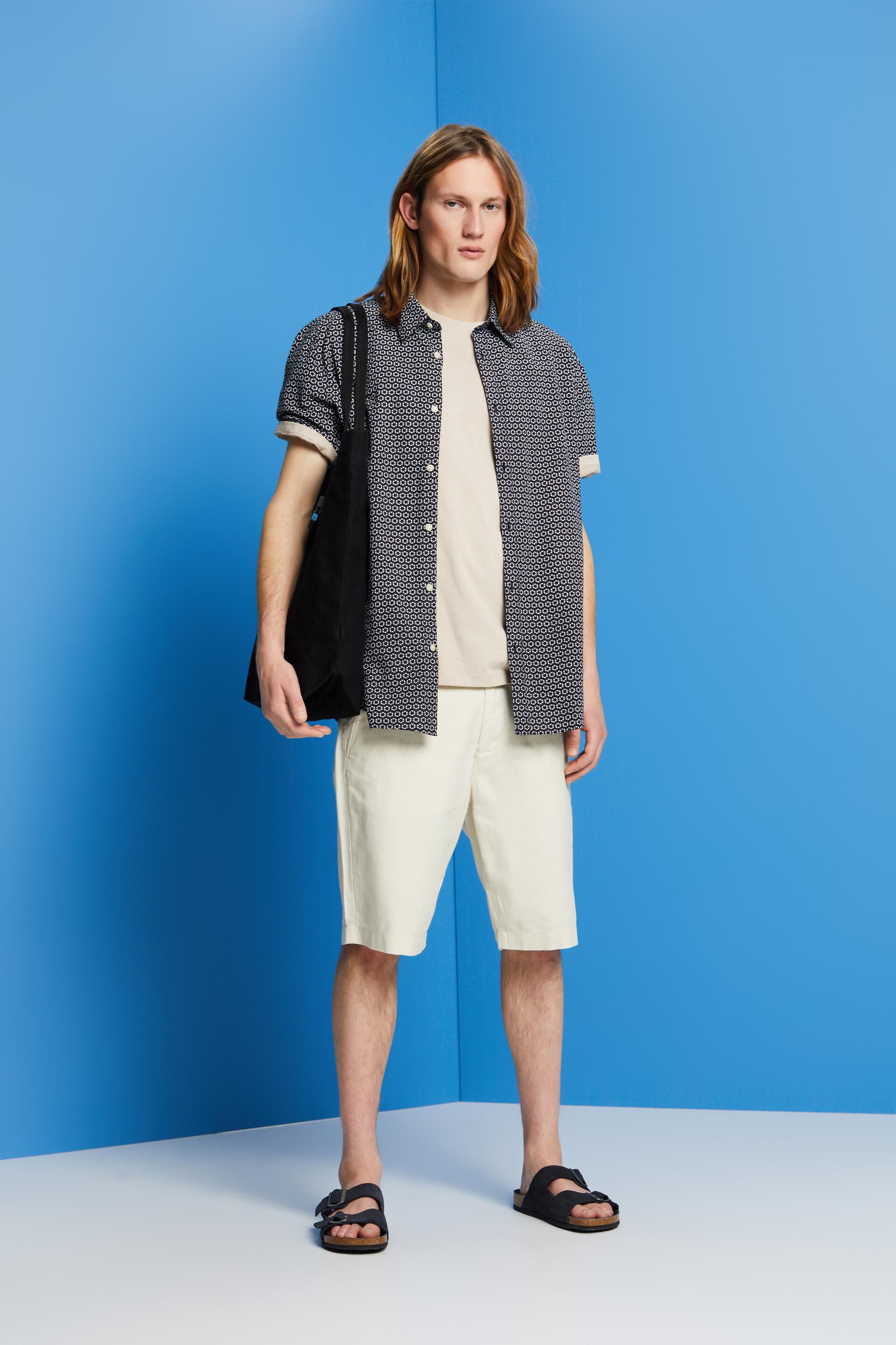 Chemise imprimée en lin mélangé