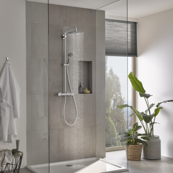Grohe regendoucheset Quickfix Vitalio Joy - hoofddouche 26 cm -  met handdouche en thermostaatkraan 3 standen chroom  - hartafstand kraan 15 cm