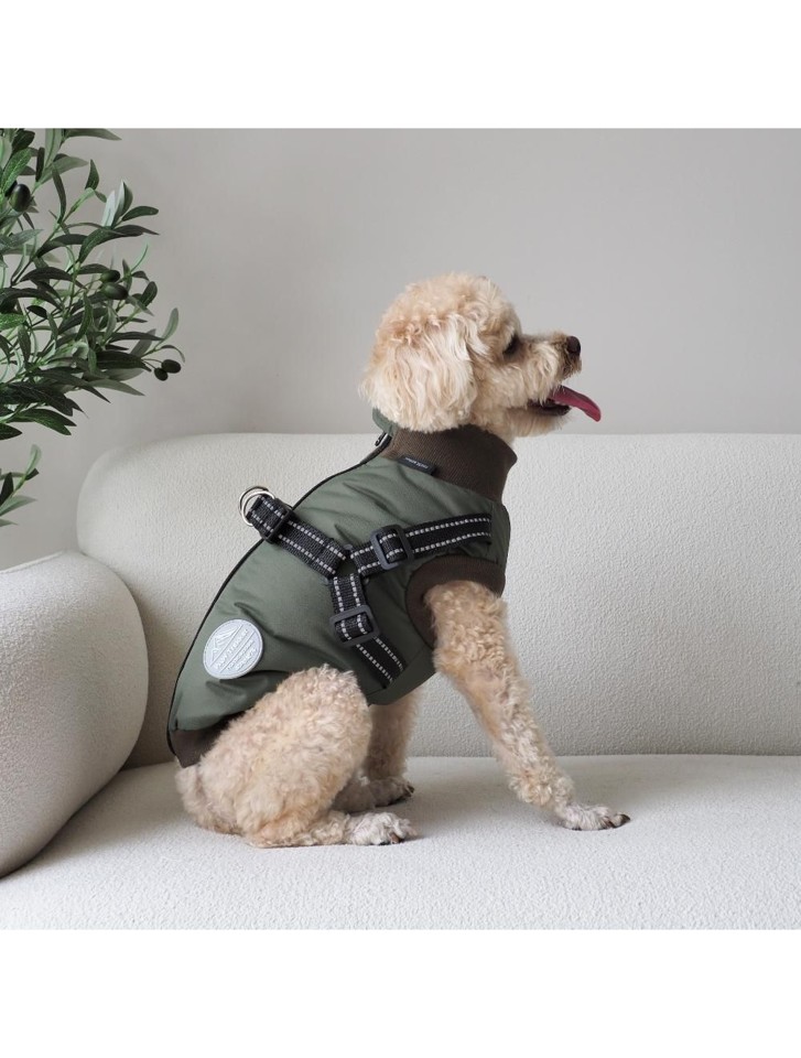 Nordic paws - Hundejakke Thor med sele 40cm - Grøn - M