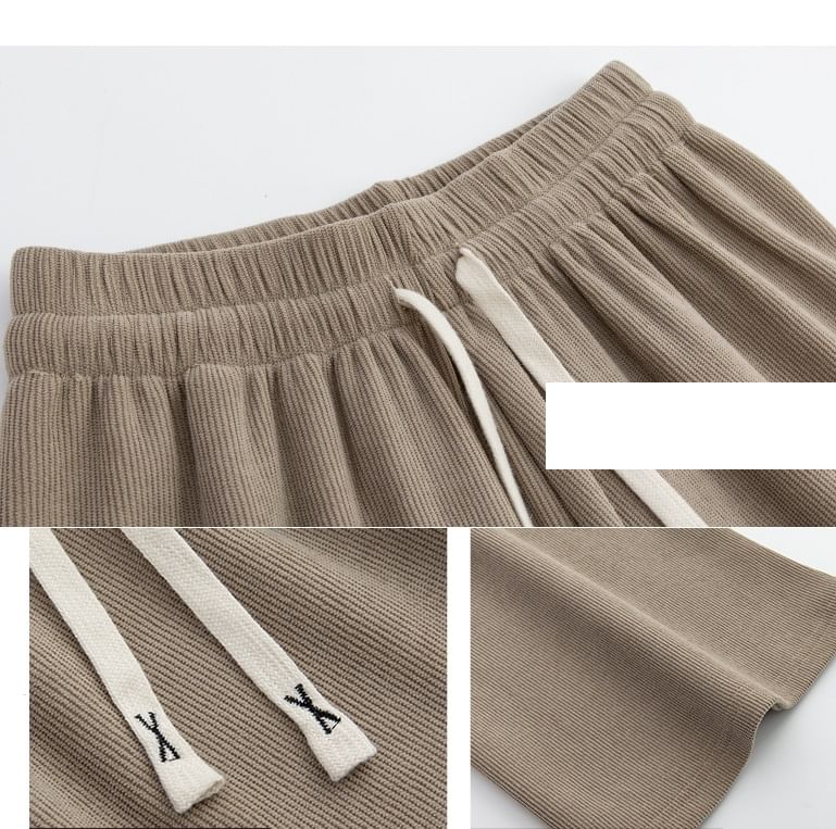 evanesce - Corduroy broek met hoge taille en trekkoord en wijde pijpen