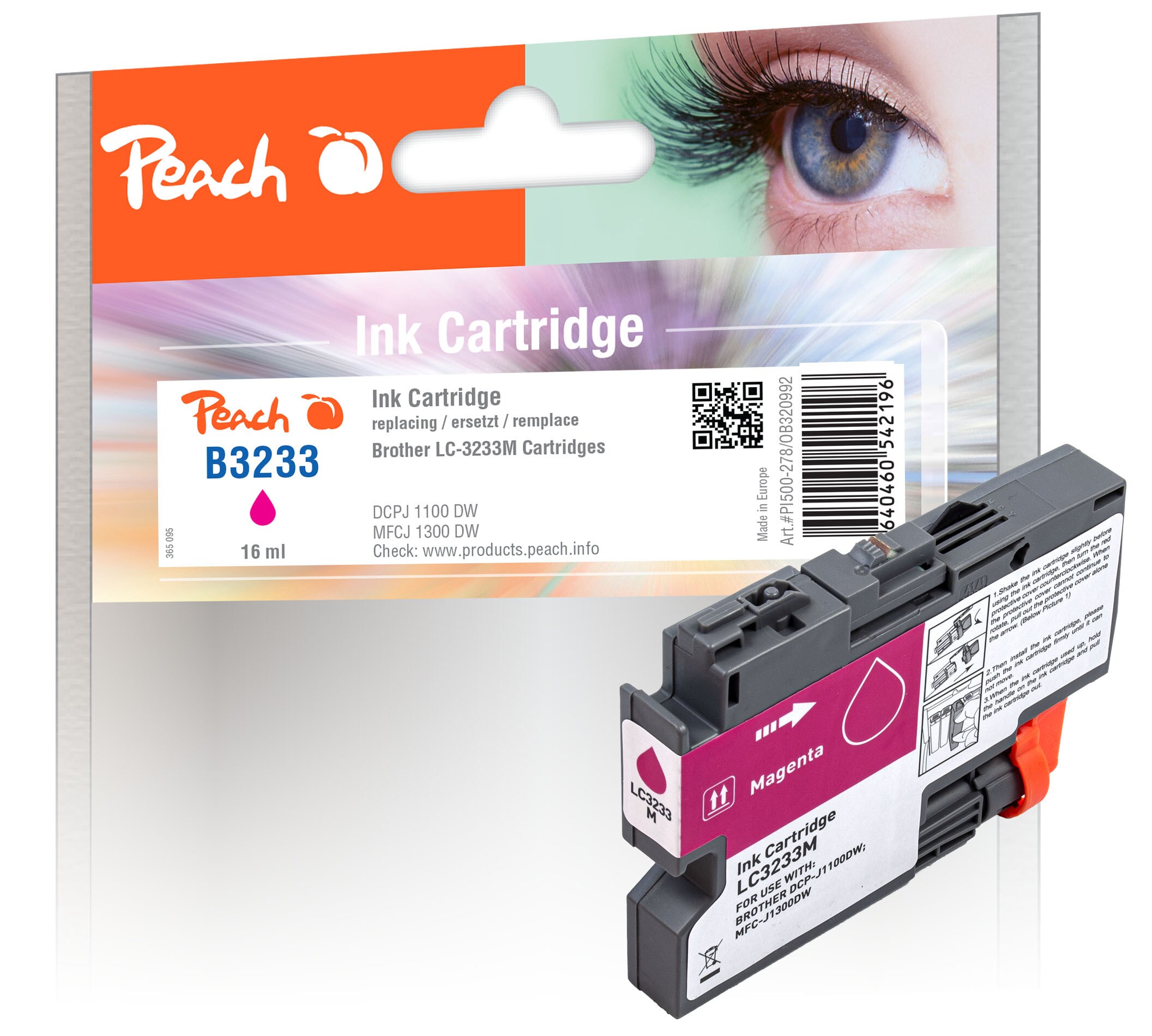 Peach B3233 M Druckerpatrone ma ersetzt Brother LC-3233M für z.B. Brother DCPJ 1100 DW, Brother MFCJ 1300 DW