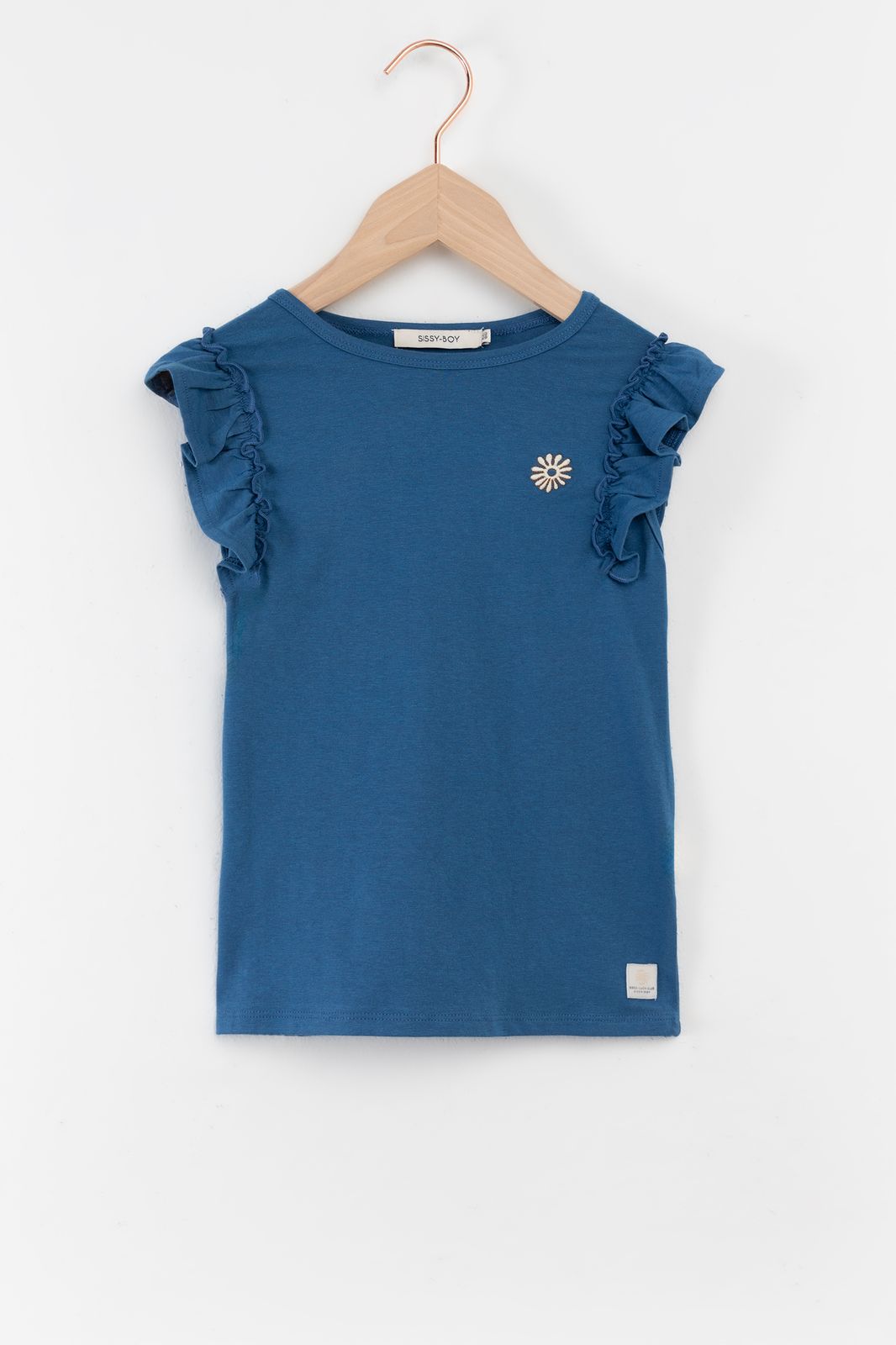 Blauw singlet met ruffles