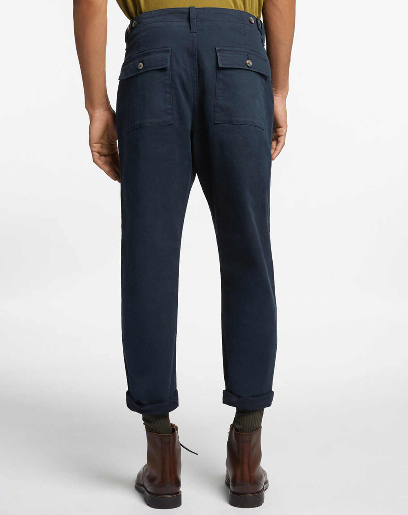 Galeries Lafayette Pantalon chino Cropped Bedford bleu marine