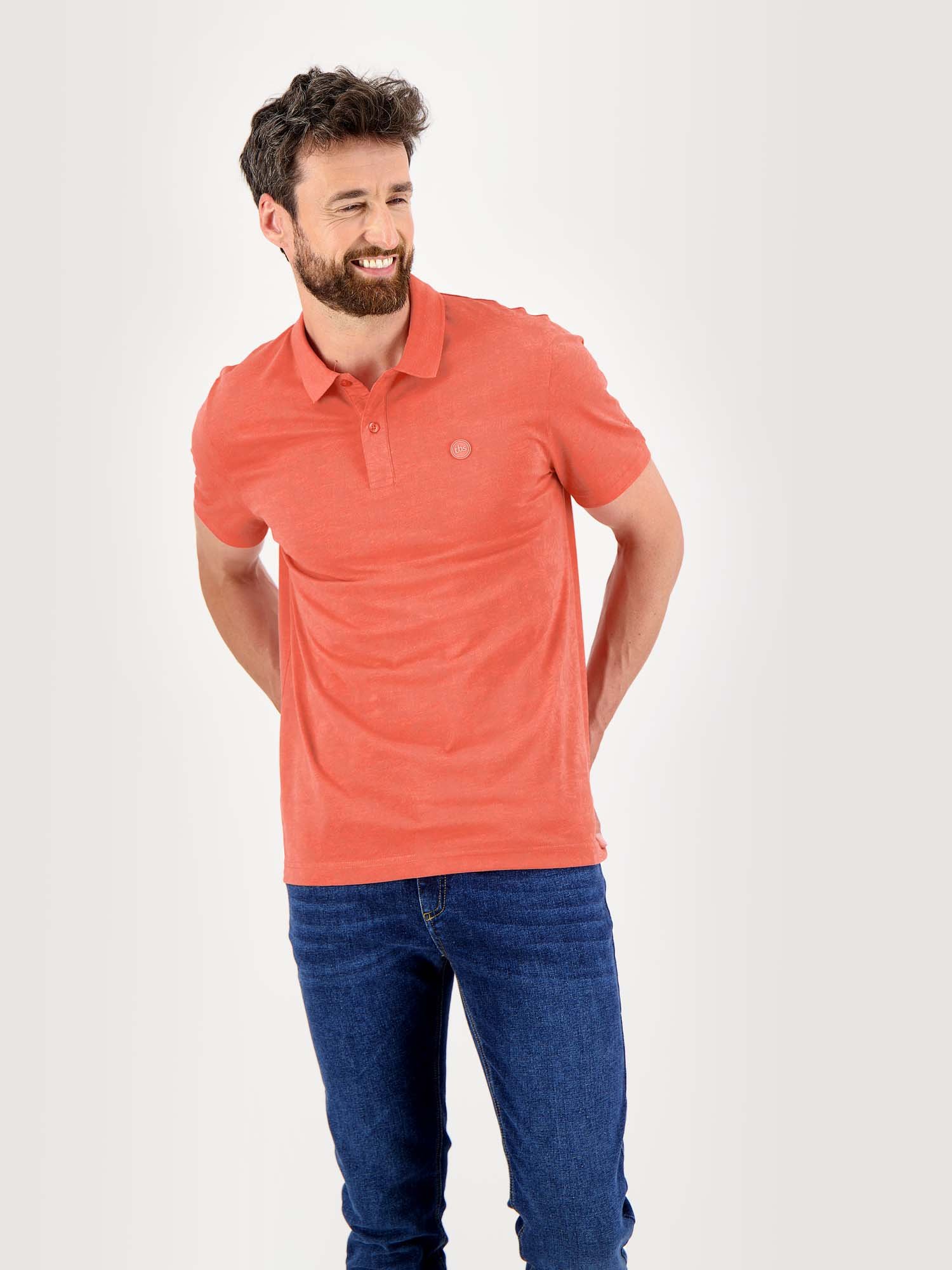 Polo Homme Print Manches Courtes Corail