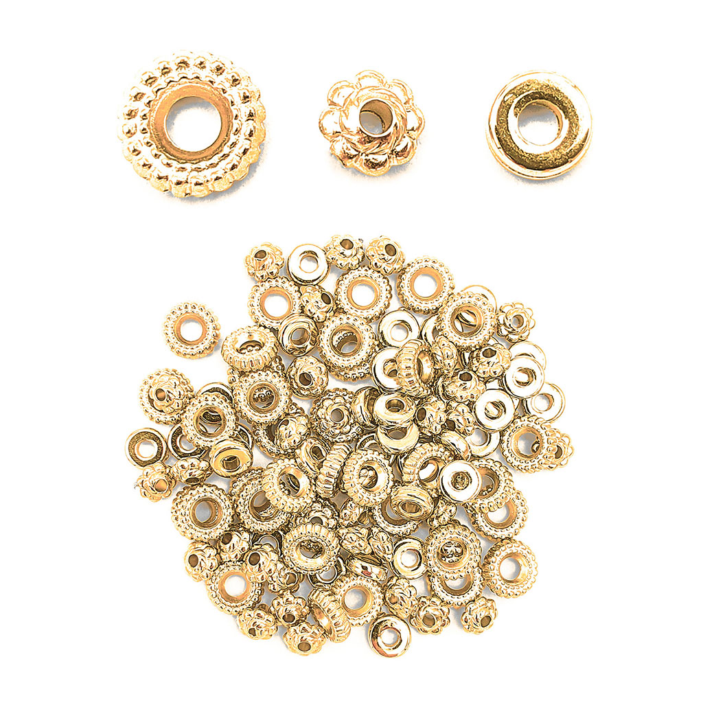 Lot de 150 intercalaires à perles Heishi dorés
