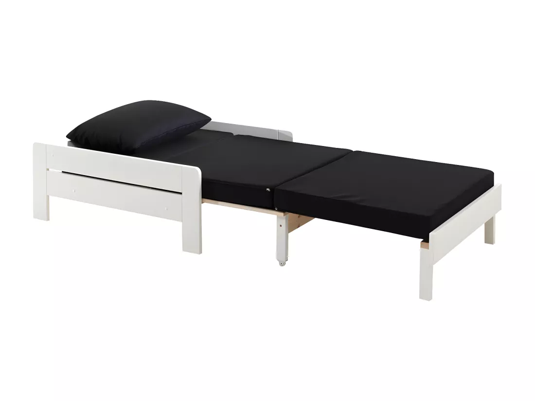 SLEEPY - Fauteuil Convertible d'appoint Laqué Blanc avec Coussins