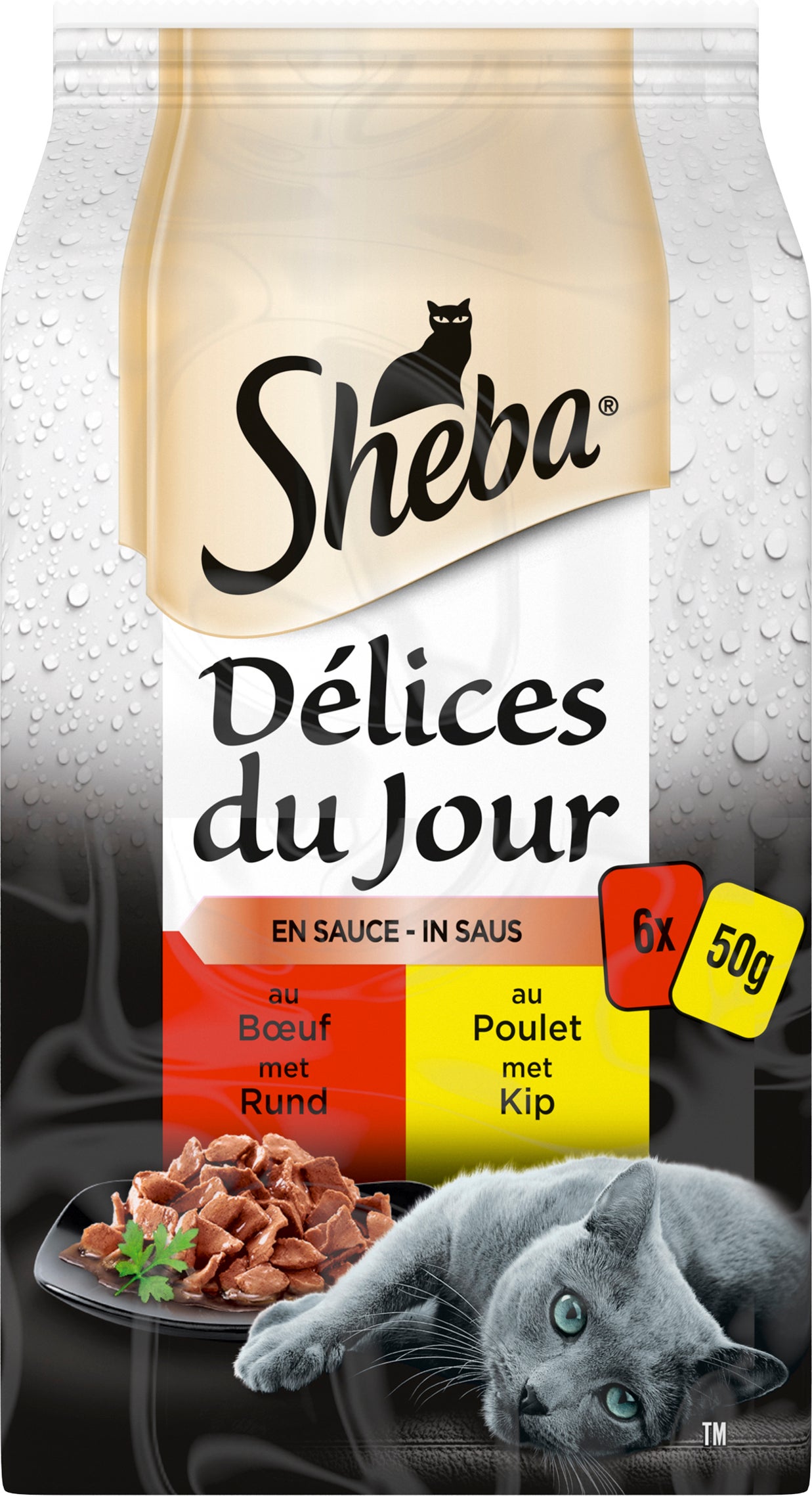 Sheba kattenvoer in saus Délices du Jour rund en kip 50 g 6 stuks