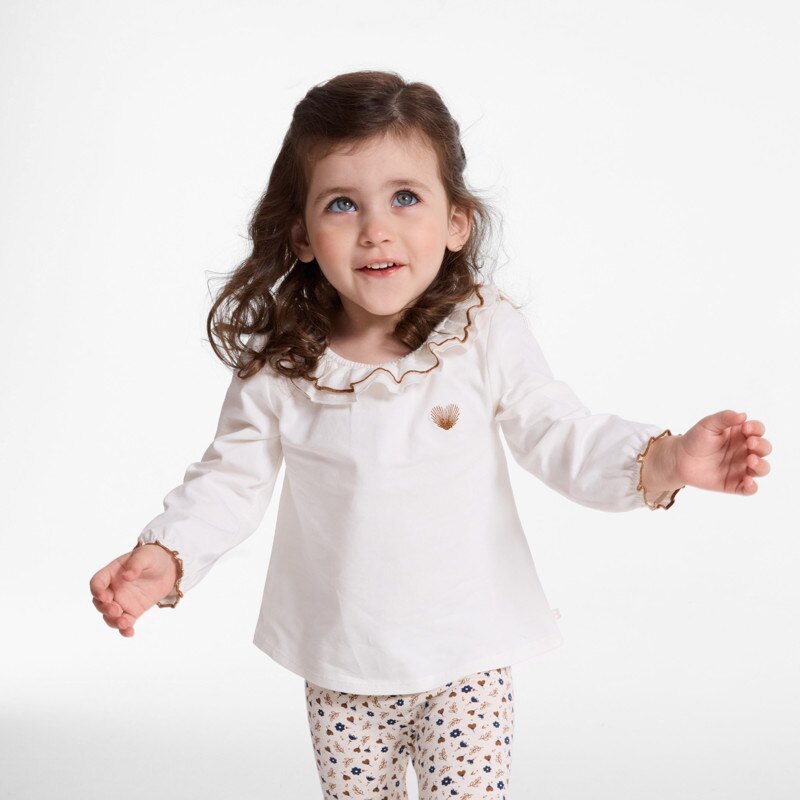 T-shirt col volanté blanc bébé fille Blanc