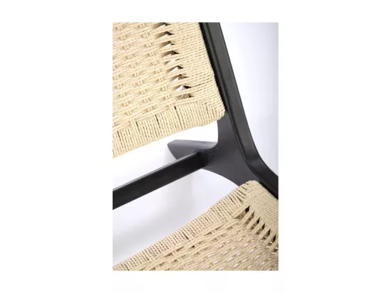Fauteuil lounge en corde avec structure noire en bois massif Return