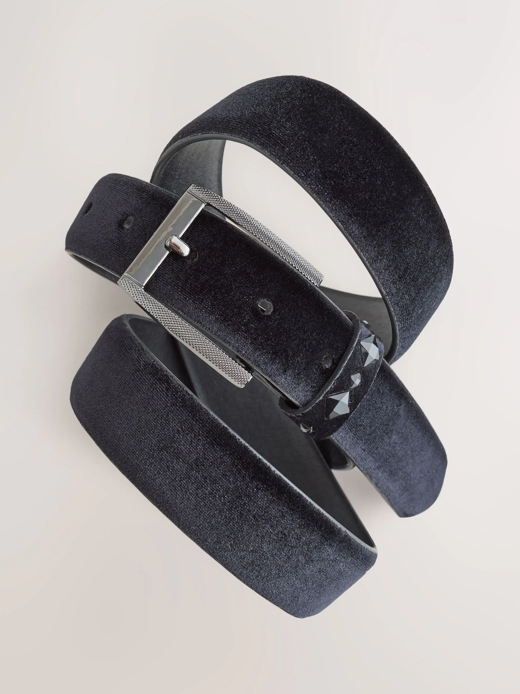 Zwart - Velvet Belt With Stud Detail