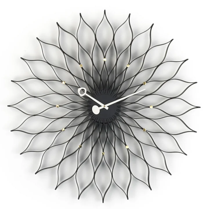 Vitra - Sunflower Clock, Esche schwarz / Messing