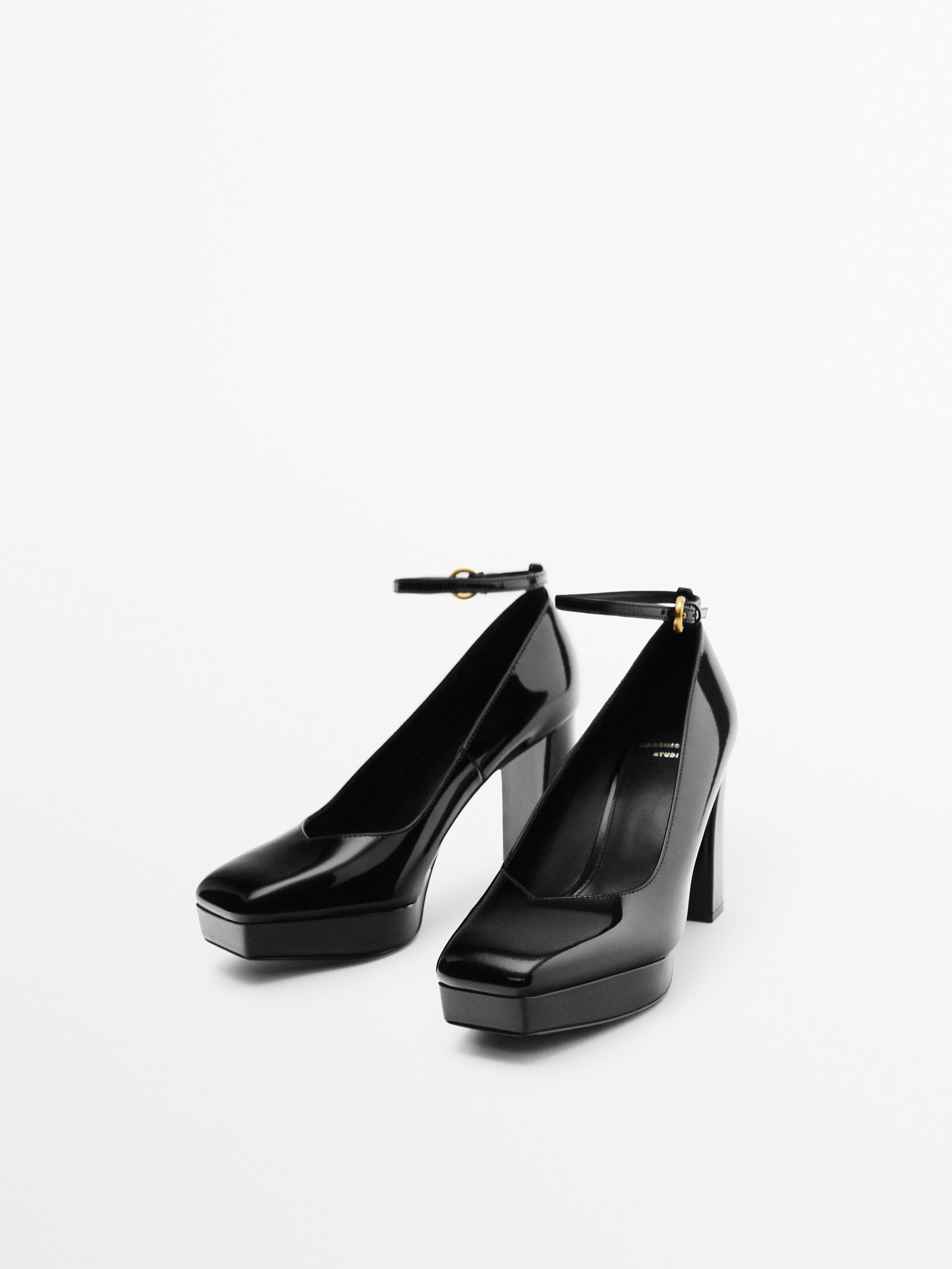 Sapato plataforma de couro com salto - Studio - PRETO