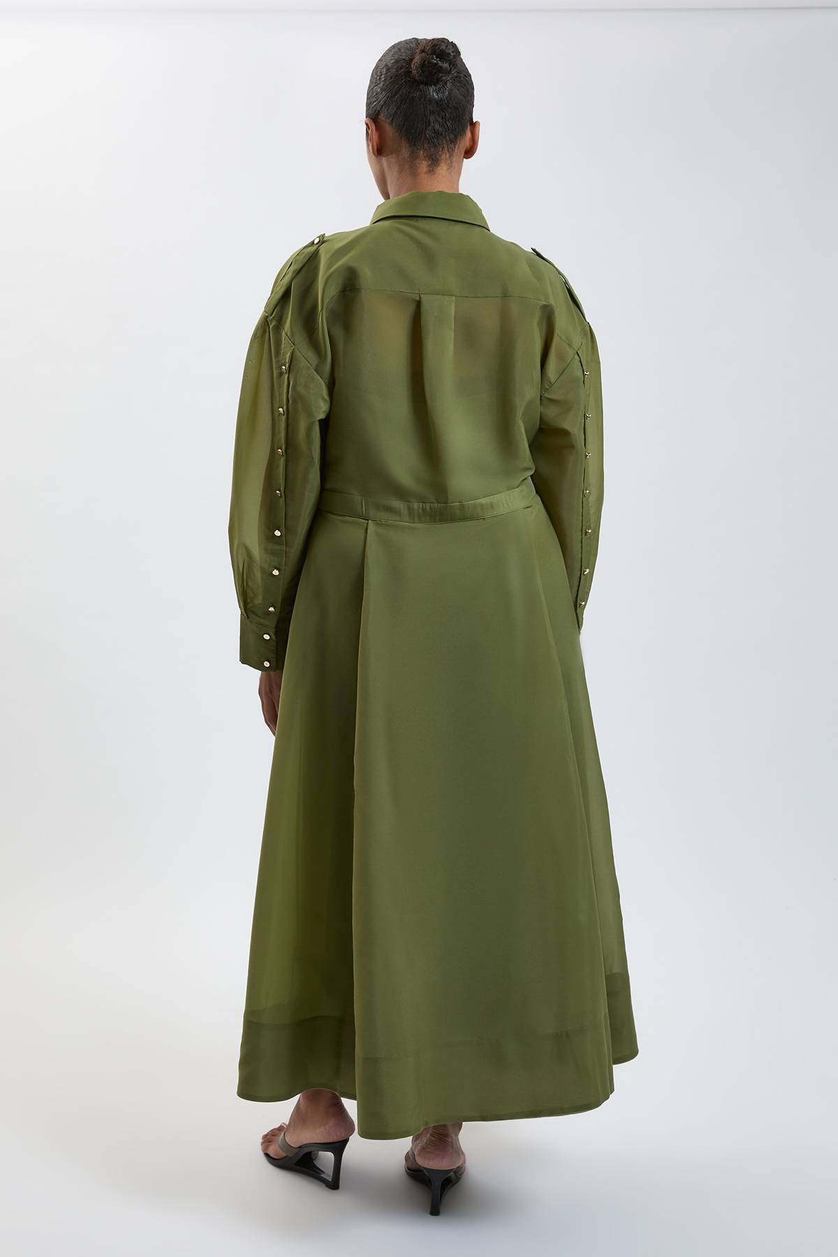 KarenMillen Robe Chemise Midi Grande Taille En Organdi Avec Détails Contrastés