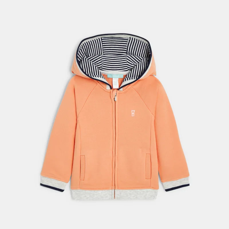 Sweat zippé molleton à capuche orange bébé garçon Orange
