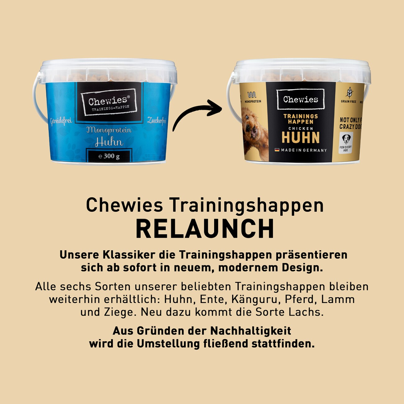 Chewies Trainings-Happen Monoprotein-Snack 300g Huhn